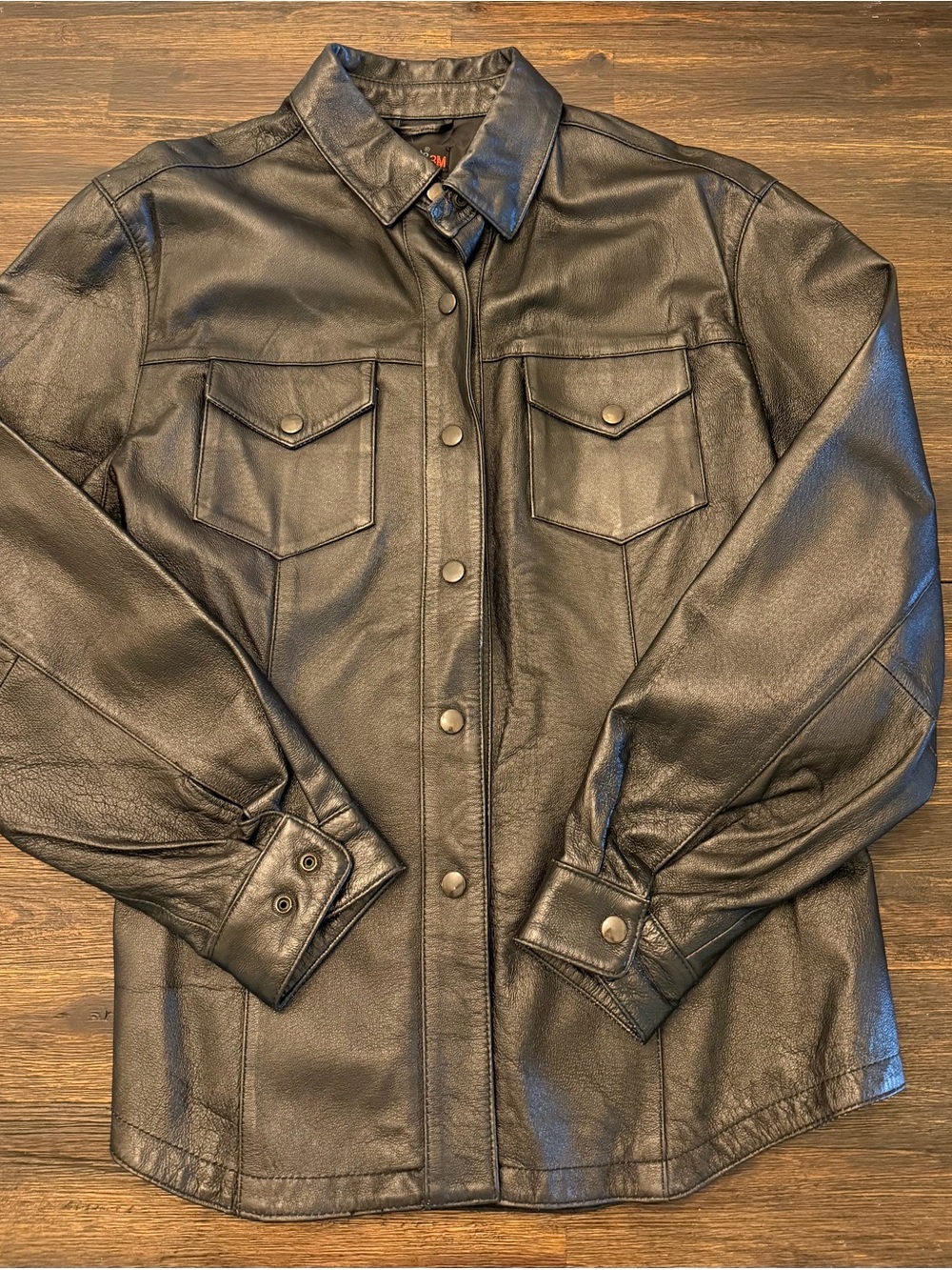 3M Thinsulate Black Leather Snap-Front Jacket